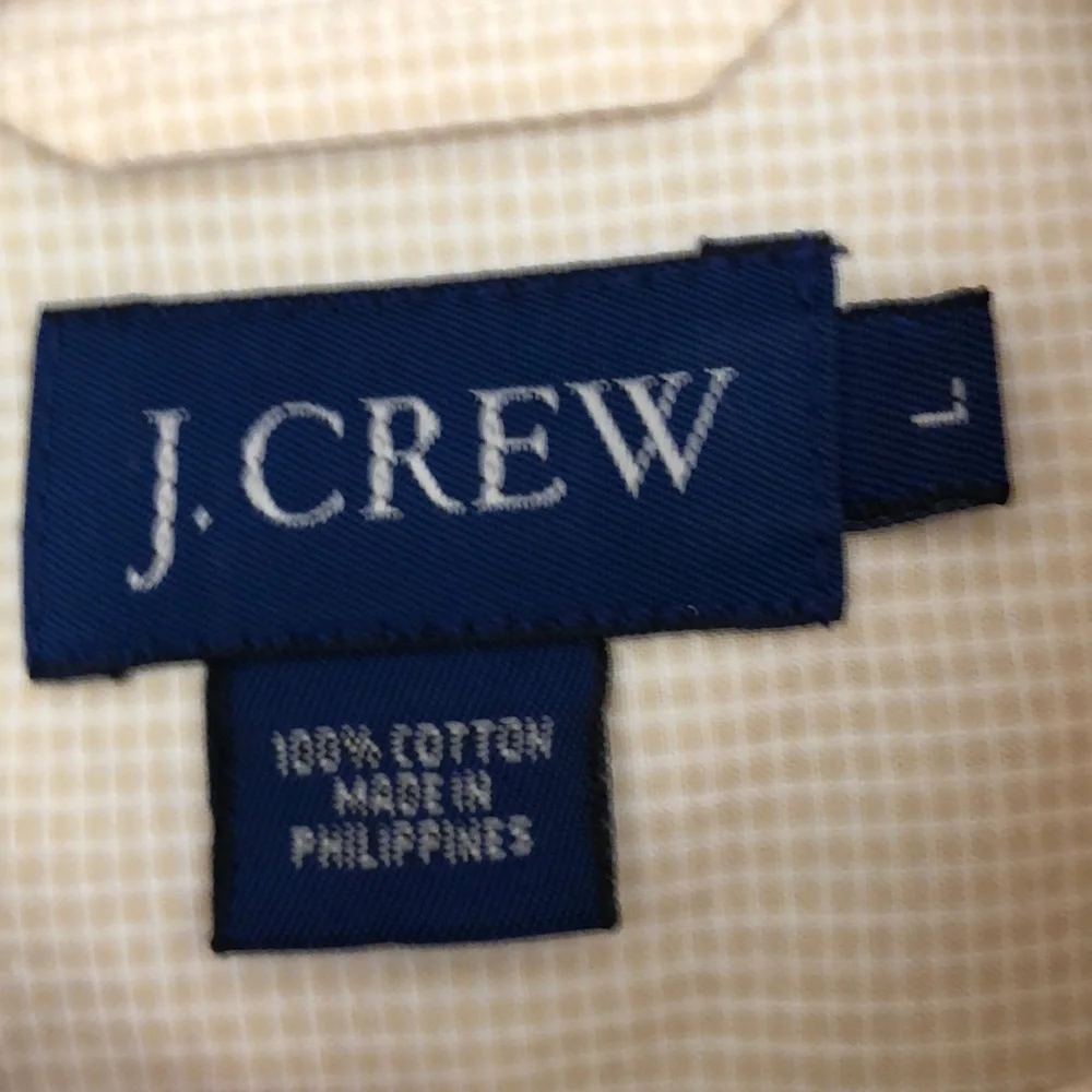 J. CREW Light Yellow Ivory button down Long Sleeve Dress Shirt Size L